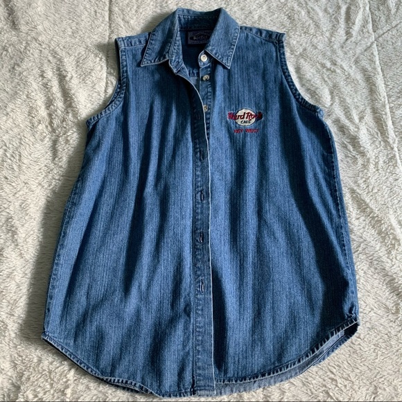 VTG Hard Rock Cafe Key West Denim Tank - Picture 1 of 8